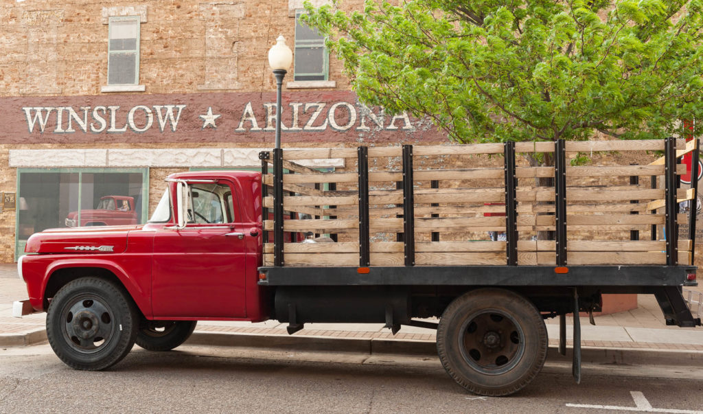 Flatbed truck in Winslow, Arizona