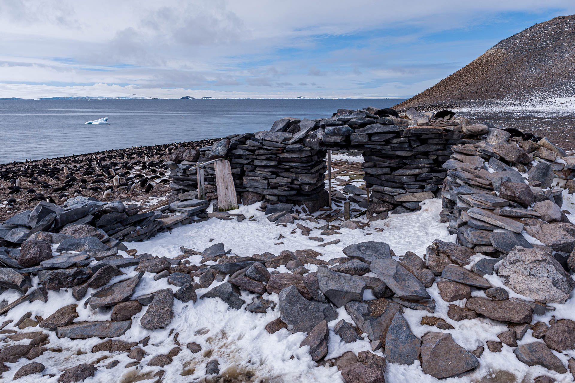 Remains of a winter hut from the Nordenskjeld expedition.