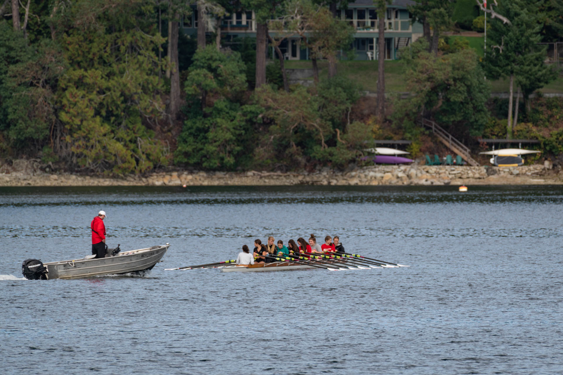 Rowing practice on Mill Bay, Vancouver Island