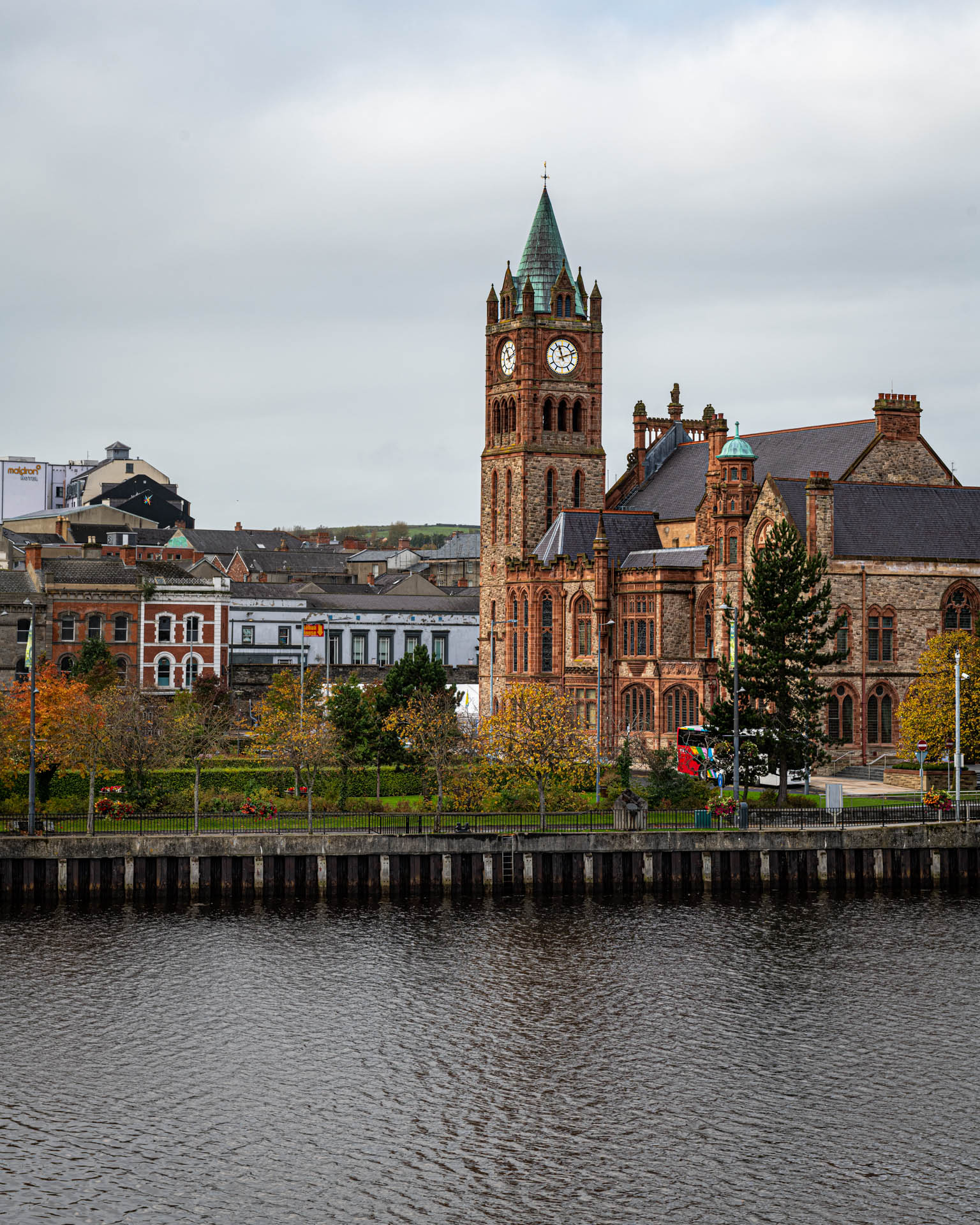 Guildhall, Derry as viewed from the Peace Bridge