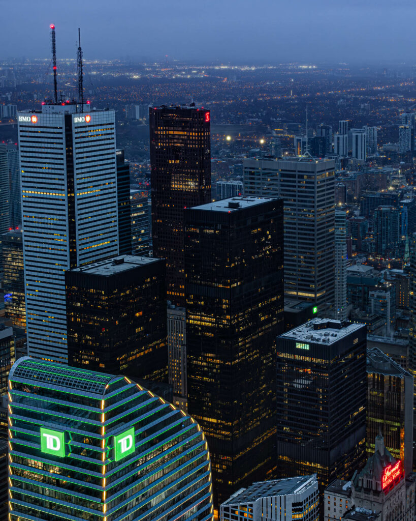 Bird's eye view of the Financial District from the CN Tower