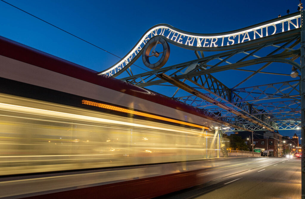 Street car on Queen Street Viaduct (Bridge)