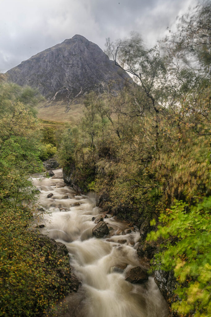 Waterfall on River Etive - Buachaille Etive Mor in the distance | Focus On Mee | Robert Mee