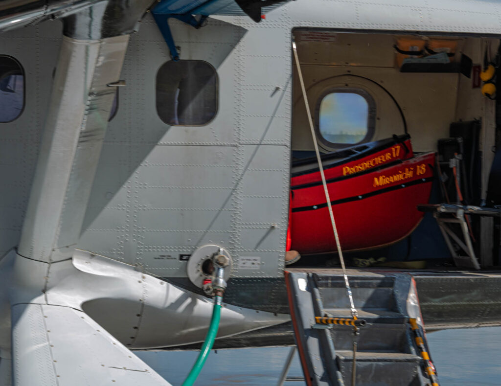 Canoes loaded into the Twin Otter