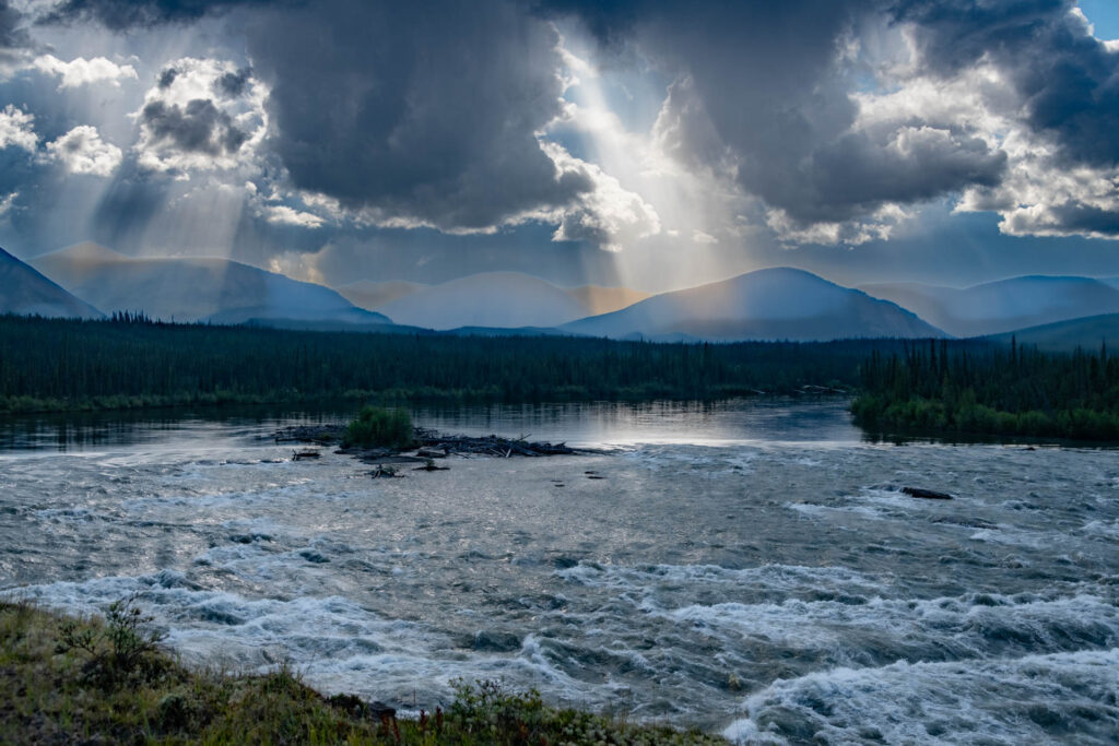Nahanni River approaching Virginia Falls - portage upstream is highly recommended!