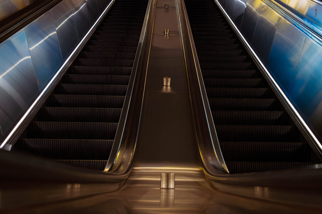 Subway escalator refelections