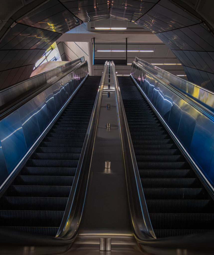 Subway escalator refelections