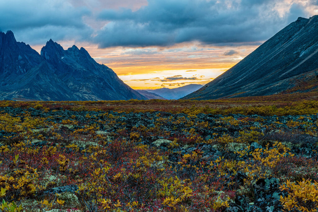 Sunset beyond Tombstone Mountain