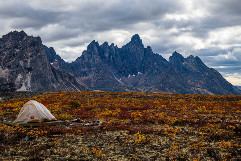 Tombstone Mountain viewed from Talus Lake campsite