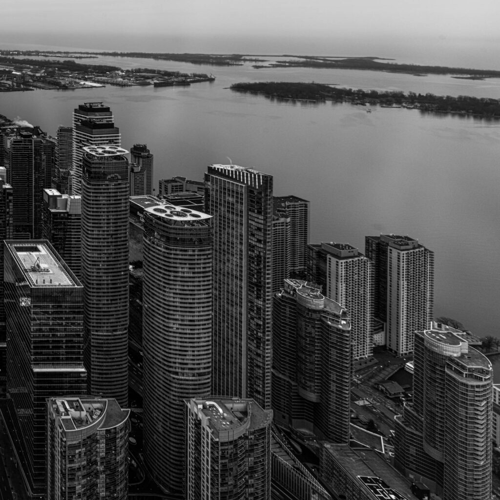 View of Toronto and the harbour from the CN Tower
