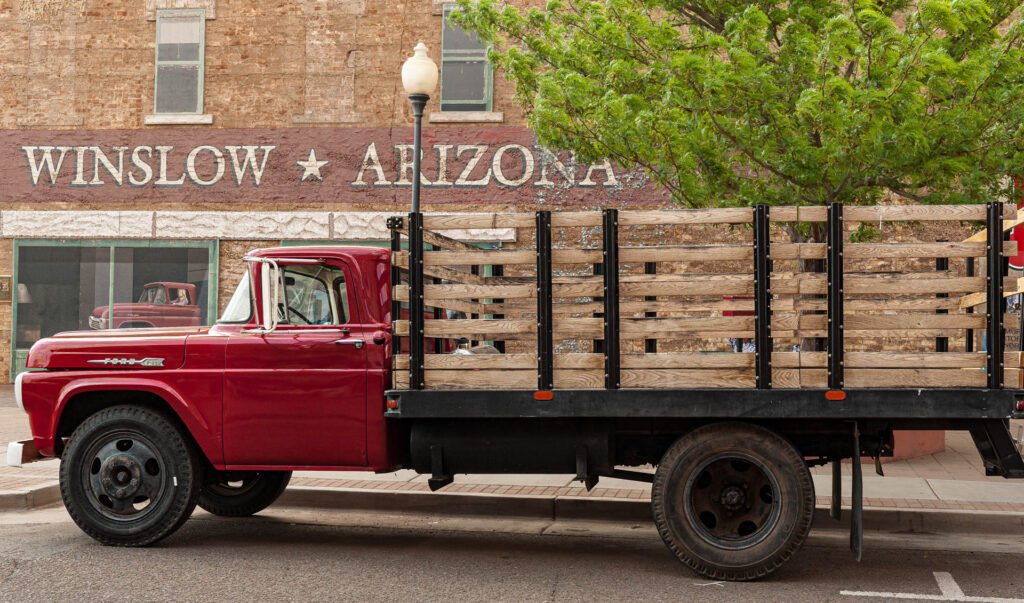 Flatbed truck in Winslow, Arizona