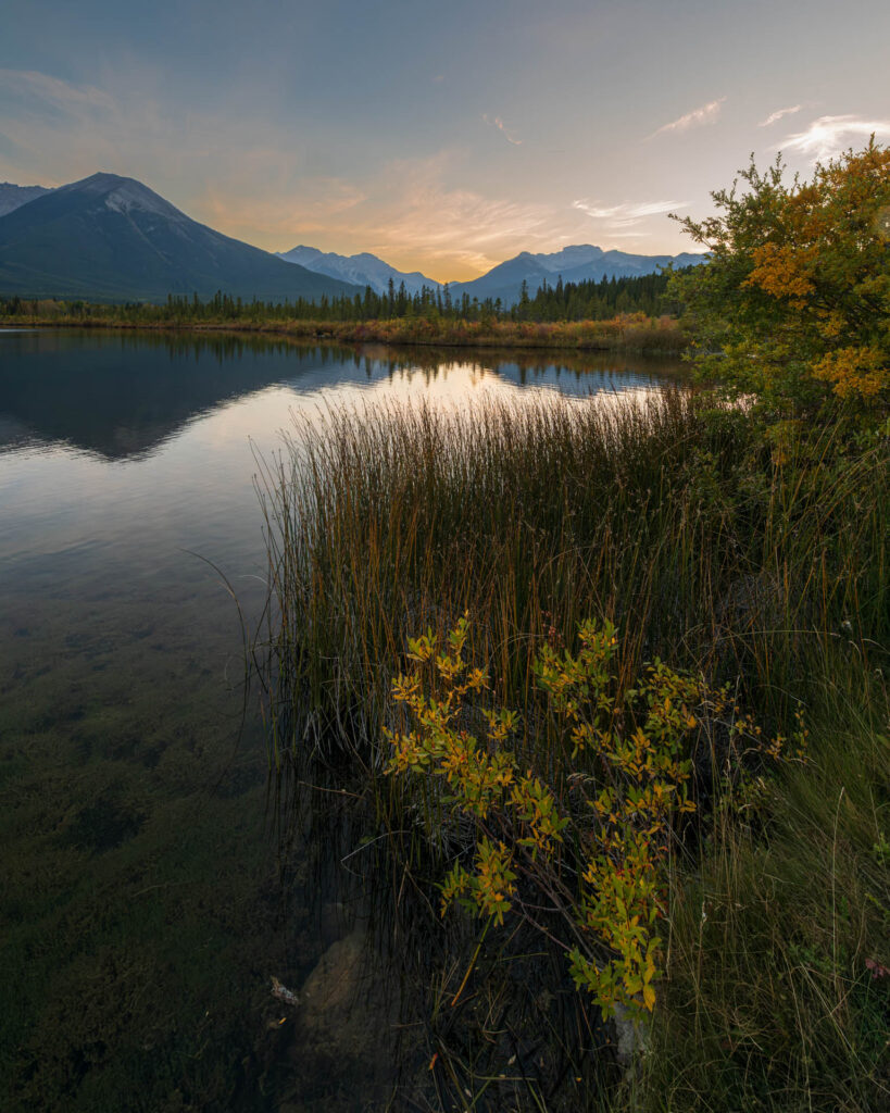 Setting sun at Vermillion Lakes